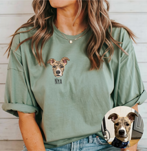 Load image into Gallery viewer, Custom Embroidered Pet Portrait T-shirt (Comfort Colors), Unisex