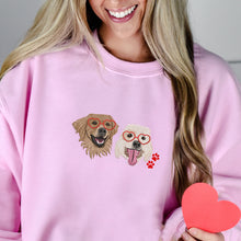 Load image into Gallery viewer, Embroidered Custom Pet Sweatshirt with hearts, UNISEX, Full Color