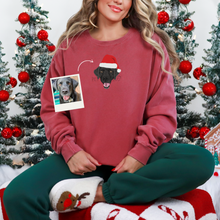 Load image into Gallery viewer, Custom Embroidered Pet Portrait Sweatshirt with Santa Hat for Christmas, Unisex