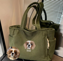 Load image into Gallery viewer, Custom Embroidered Pet Portrait Corduroy Bag