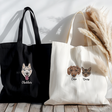 Load image into Gallery viewer, Custom Embroidered Pet Portrait Canvas Tote