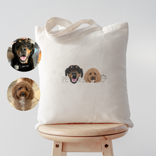 Load image into Gallery viewer, Custom Embroidered Pet Portrait Canvas Tote