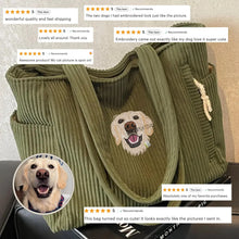 Load image into Gallery viewer, Custom Embroidered Pet Portrait Corduroy Bag