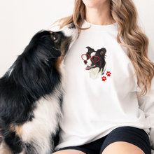 Load image into Gallery viewer, Embroidered Custom Pet Sweatshirt with hearts, UNISEX, Full Color