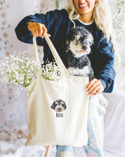 Load image into Gallery viewer, Custom Embroidered Pet Portrait Canvas Tote