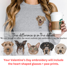 Load image into Gallery viewer, Embroidered Custom Pet Sweatshirt with hearts, UNISEX, Full Color