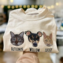 Load image into Gallery viewer, Custom Embroidered Pet Portrait T-shirt (Comfort Colors), Unisex