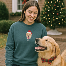 Load image into Gallery viewer, Custom Embroidered Pet Portrait Sweatshirt with Santa Hat for Christmas, Unisex