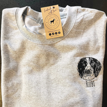 Load image into Gallery viewer, Embroidered Custom Pet Sweatshirt, UNISEX, B&amp;W
