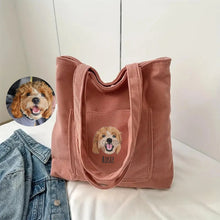 Load image into Gallery viewer, Custom Embroidered Pet Portrait Corduroy Bag
