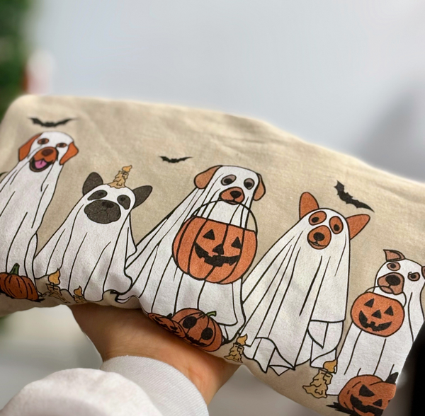 Halloween Dogs Ghost T-shirt, Unisex & Printed