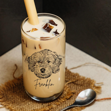 Load image into Gallery viewer, Custom Pet Glass Cup with Bamboo Lid &amp; Straw
