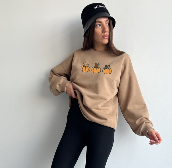 Dogs in a Pumpkin Fall Sweatshirt, Unisex & Embroidered