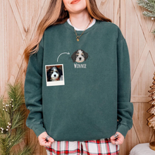 Load image into Gallery viewer, Custom Embroidered Pet Portrait Sweatshirt with Santa Hat for Christmas, Unisex
