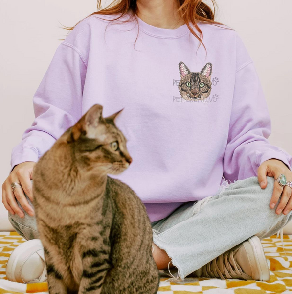 Custom Embroidered Pet Portrait Sweatshirt (Comfort Colors), Unisex