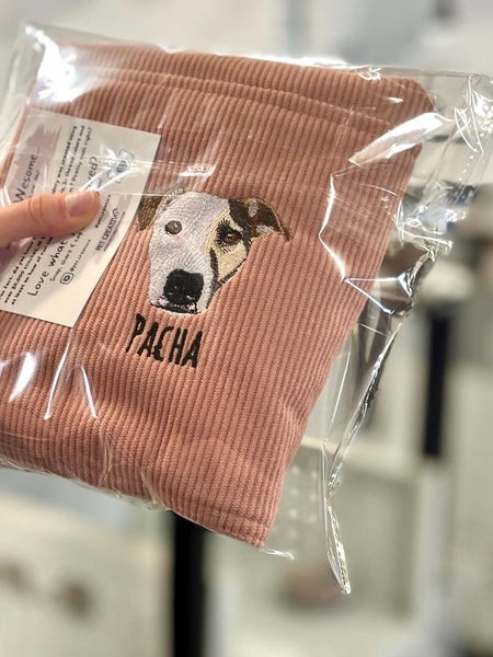 Custom Embroidered Pet Portrait Corduroy Bag