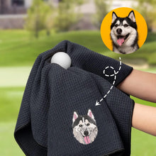 Load image into Gallery viewer, Custom Embroidered Pet Portrait Golf Towel

