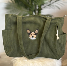 Load image into Gallery viewer, Custom Embroidered Pet Portrait Corduroy Bag
