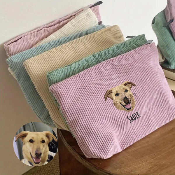 Custom Embroidered Pet Portrait Makeup Bag