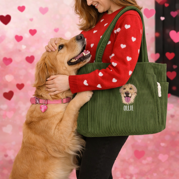Custom Embroidered Pet Portrait Corduroy Bag