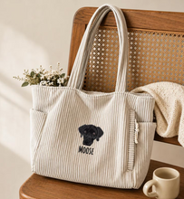 Load image into Gallery viewer, Custom Embroidered Pet Portrait Corduroy Bag
