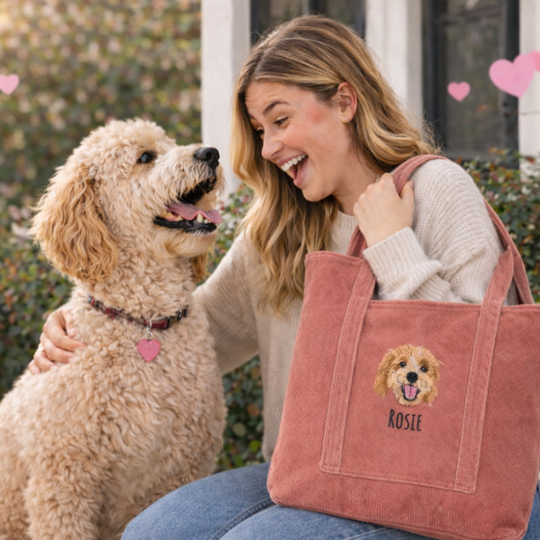 Custom Embroidered Pet Portrait Corduroy Bag