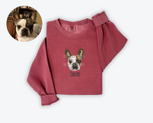 Load image into Gallery viewer, Custom Embroidered Pet Portrait Sweatshirt (Comfort Colors)
