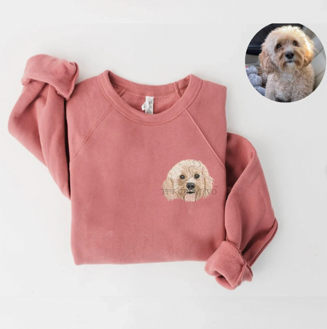 Custom Embroidered Pet Portrait Sweatshirt (Bella Canvas)