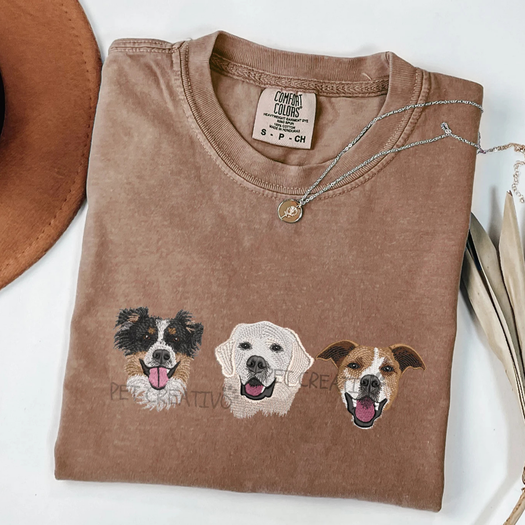 Custom Embroidered Pet Portrait T-shirt (Comfort Colors), Unisex