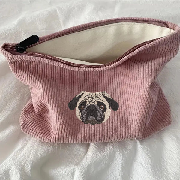 Custom Embroidered Pet Portrait Makeup Bag