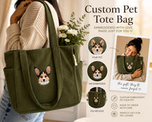 Load image into Gallery viewer, Custom Embroidered Pet Portrait Corduroy Bag
