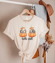 Load image into Gallery viewer, Personalized Dog Pumpkin Fall T-shirt, Pet Gifts, Funny Gift for Dog Mom, Custom Dog Portrait Autumn Shirt, Pet Pumpkin Face Shirt
