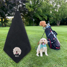 Load image into Gallery viewer, Custom Embroidered Pet Portrait Golf Towel

