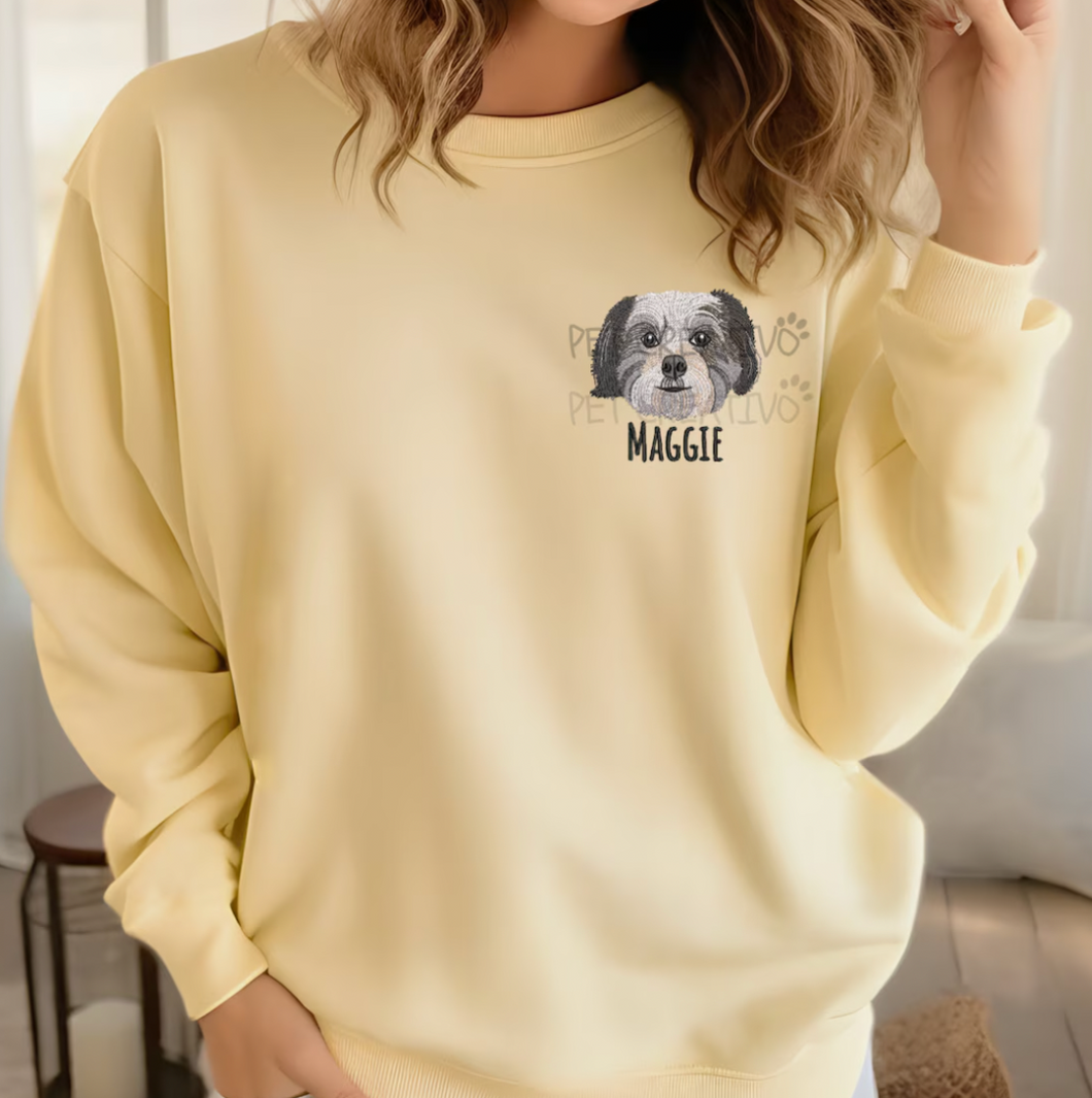 Custom Embroidered Pet Portrait Sweatshirt (Comfort Colors)