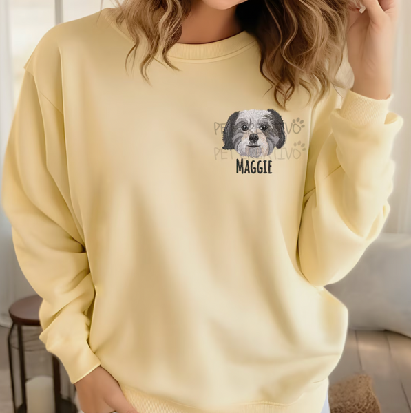 Custom Embroidered Pet Portrait Sweatshirt (Comfort Colors)