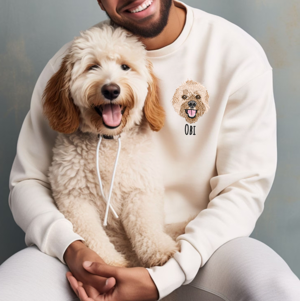 Custom Embroidered Pet Portrait Sweatshirt, Unisex