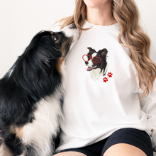 Load image into Gallery viewer, Embroidered Custom Pet Sweatshirt with hearts, UNISEX, Full Color
