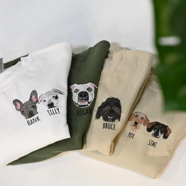 Custom Embroidered Pet Portrait Sweatshirt, Unisex