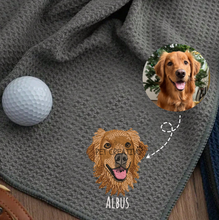 Load image into Gallery viewer, Custom Embroidered Pet Portrait Golf Towel
