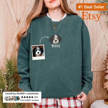Load image into Gallery viewer, Custom Embroidered Pet Portrait Sweatshirt with Santa Hat for Christmas, Unisex
