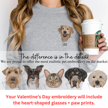 Load image into Gallery viewer, Embroidered Custom Pet Sweatshirt, Valentine&#39;s Day Edition,  UNISEX, Full Color
