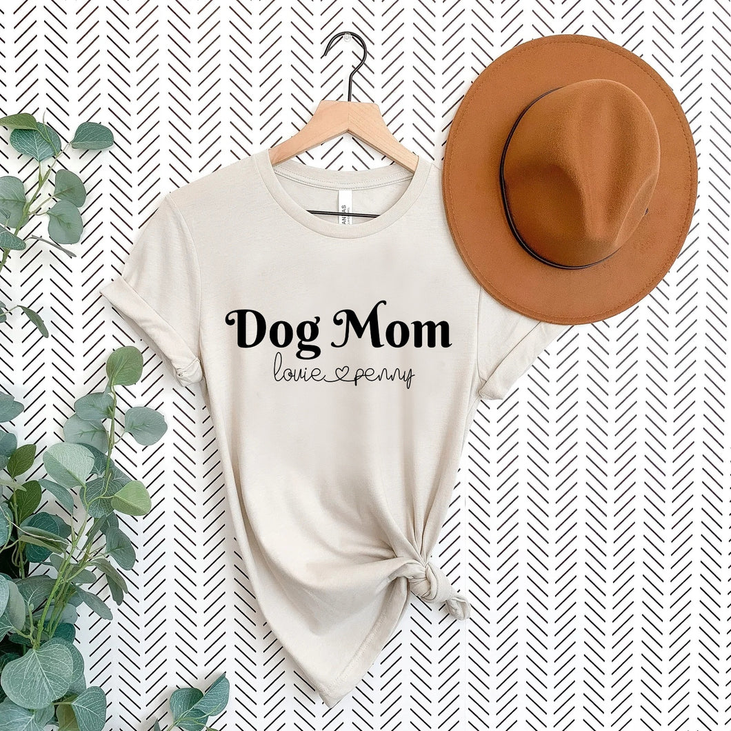 Custom Dog Mom T-shirt with Dog Names