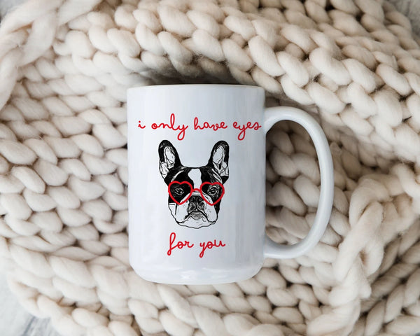 Custom Dog Mug with Heart Shaped Glasses, Valentine's Day Edition